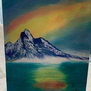 Rainbow mountain reflection! 🌈